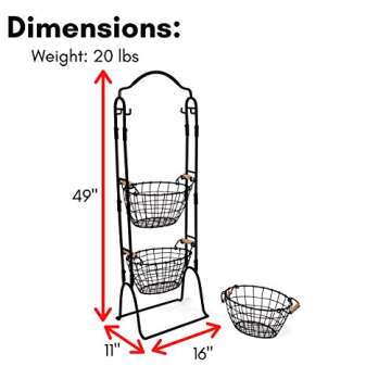 BIRDROCK HOME 3-Tier Wire Basket Kitchen Organizer