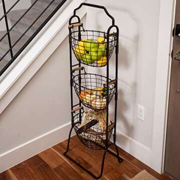 BIRDROCK HOME 3-Tier Wire Basket Kitchen Organizer
