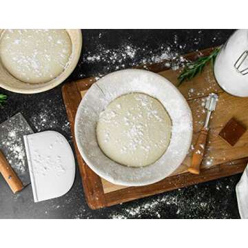 Kook Proofing Set, Sourdough Bread, 2 Rattan 9 Inch Banneton Baskets, 2 Basket Covers, Metal Scraper, Plastic Scraper, Scoring Lame, 5 Blades and Case, Baking Kit, Dough Bowls, Round Shape