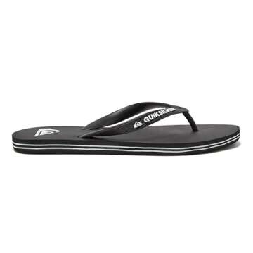 Quiksilver Men's Molokai 3 Point Flip Flop Sandal, Black/Black/White, 9