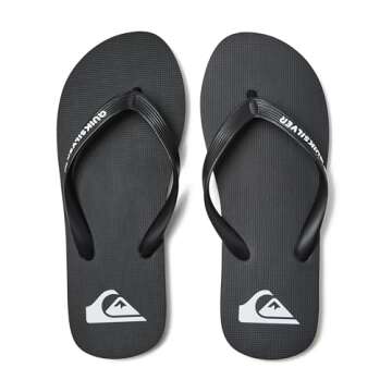 Quiksilver Men's Molokai 3 Point Flip Flop Sandal, Black/Black/White, 9