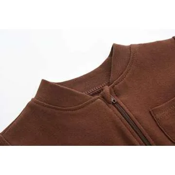 GLEAMING GRAIN Baby Boys Sleep and Play Coffee 3 Months Baby Cotton Sleeper Zip Front Footed Pajamas Coffee 0-3 Months