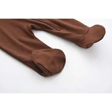 GLEAMING GRAIN Baby Boys Sleep and Play Coffee 3 Months Baby Cotton Sleeper Zip Front Footed Pajamas Coffee 0-3 Months