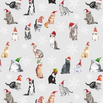 Cute Christmas Cats Wrapping Paper Roll for Holiday Gifts