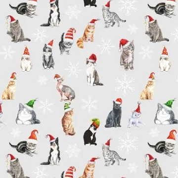 Cute Christmas Cats Wrapping Paper Roll for Holiday Gifts