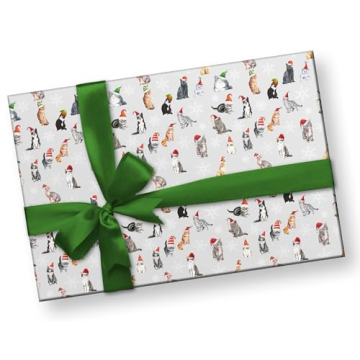 Cute Christmas Cats Wrapping Paper Roll for Holiday Gifts
