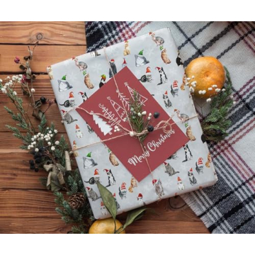 Cute Christmas Cats Wrapping Paper Roll for Holiday Gifts
