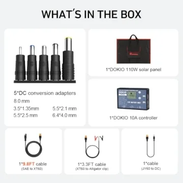 DOKIO 110W Portable Foldable Solar Panel for Charging