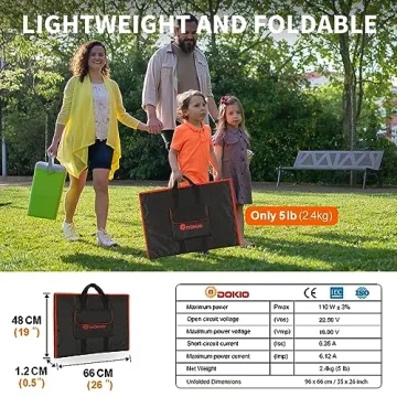DOKIO 110W Portable Foldable Solar Panel for Charging
