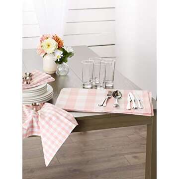 DII Gingham Check Tabletop Collection Pink Placemat Set