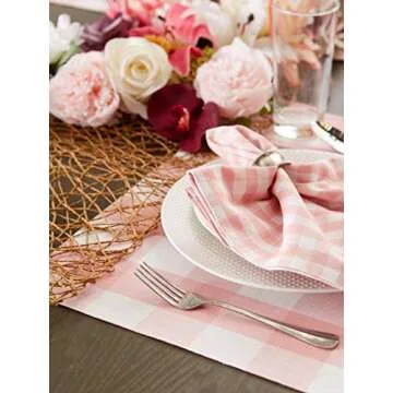 DII Gingham Check Tabletop Collection Pink Placemat Set