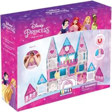 Tytan Tiles Officially Licensed Disney Princess Magnetic Tile Castle 70-Piece Building Set, Powerful...