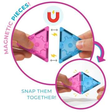 Tytan Tiles Officially Licensed Disney Princess Magnetic Tile Castle 70-Piece Building Set, Powerful STEM/STEAM Learning Workbook, Creative Engineering Play, Shape & Pattern Recognition, Ages 3 Plus