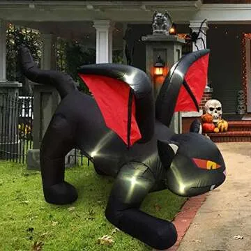 Outdoor LED Dragon Cat Inflatable for Halloween Parties