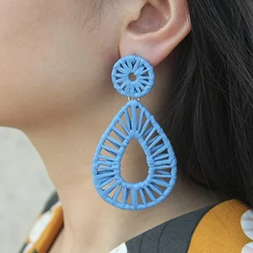 Shop Boho Raffia Teardrop Earrings for a Unique Style