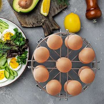 GSlife Egg Steamer Rack - Stainless Steel Trivet for 6, 8 Quart Pressure Cooker, Cooks 18 Eggs, Stac...