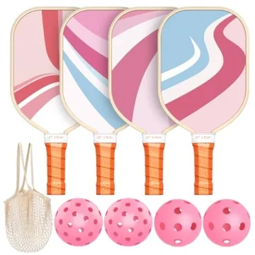 Sprypals Pickleball Paddles Set of 4 with Balls & Carry Bag for All Ages