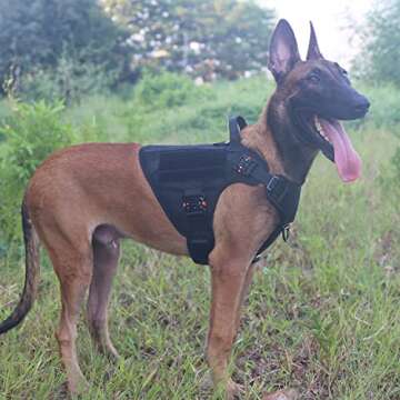 ICEFANG Tactical Dog Harness with 4X Metal Buckle,Working Dog MOLLE K9 Vest with Handle,No Pulling F...