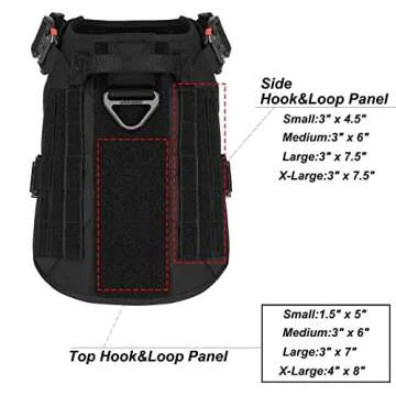 ICEFANG Tactical Dog Harness with 4X Metal Buckle,Working Dog MOLLE K9 Vest with Handle,No Pulling Front Clip,Adjustable Pet Harness for Large Dogs (L (28"-35" Chest), Black)