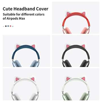 WQNIDE Headband Cover for AirPods Max, Cute cat Ears Design Soft Silicone Headphone Headband Protectors/Comfort Cushion/Top Pad Protector Sleeve Compatible with Apple AirPods Max (White)