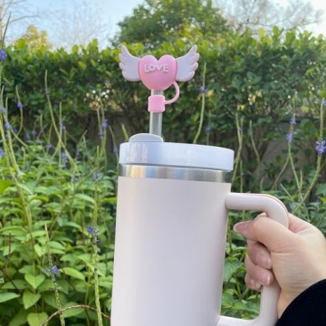 6PCS Straw Cover Cap for Stanley Cup, Silicone Love Heart Straw Topper for Stanley 30&40 Oz Tumbler with Handle, 10mm Dust-Proof Reusable Straw Tips for Man & Woman Gift.(Style 1)