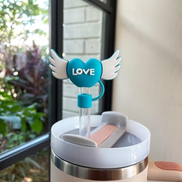 6PCS Straw Cover Cap for Stanley Cup, Silicone Love Heart Straw Topper for Stanley 30&40 Oz Tumbler with Handle, 10mm Dust-Proof Reusable Straw Tips for Man & Woman Gift.(Style 1)
