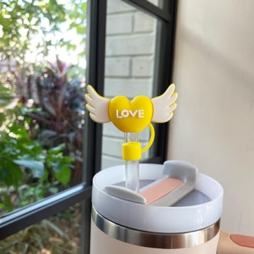 6PCS Straw Cover Cap for Stanley Cup, Silicone Love Heart Straw Topper for Stanley 30&40 Oz Tumbler with Handle, 10mm Dust-Proof Reusable Straw Tips for Man & Woman Gift.(Style 1)