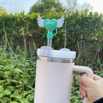 6PCS Straw Cover Cap for Stanley Cup, Silicone Love Heart Straw Topper for Stanley 30&40 Oz Tumbler with Handle, 10mm Dust-Proof Reusable Straw Tips for Man & Woman Gift.(Style 1)
