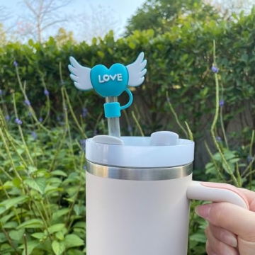 6PCS Straw Cover Cap for Stanley Cup, Silicone Love Heart Straw Topper for Stanley 30&40 Oz Tumbler with Handle, 10mm Dust-Proof Reusable Straw Tips for Man & Woman Gift.(Style 1)