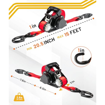 Strapinno Heavy Duty Retractable Ratchet Straps for Cargo