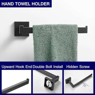 Elegant Matte Black Bathroom Hardware Set for Modern Spaces