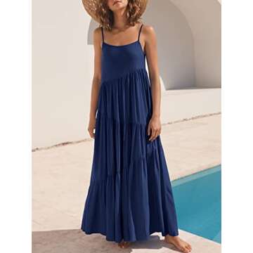 ANRABESS Women Summer Casual Loose Sleeveless Sundress Spaghetti Strap Flowy Boho Linen Beach Vacati...