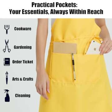 NOBONDO 12 Pack Bib Apron - Unisex white Apron Bulk with 2 Roomy Pockets Machine Washable for Kitchen Crafting BBQ Drawing