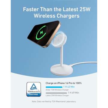Anker MagGo MagSafe-Compatible Wireless Charger Stand, 15W Fast Magnetic Wireless Charging Station, ...