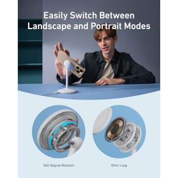 Anker MagGo MagSafe-Compatible Wireless Charger Stand, 15W Fast Magnetic Wireless Charging Station, Qi2 Certified 360° Charger, for iPhone 16/15/14 Series and AirPods (25W Adapter Included) (White)