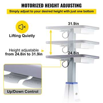 VEVOR Motorized Instrument Table for Medical and Dental Use