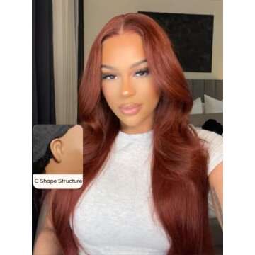 UNICE Bye Bye Knots 7x5 Pre Cut Lace Glueless Wig Reddish Brown Body Wave Wig Pre Bleached Invisible...