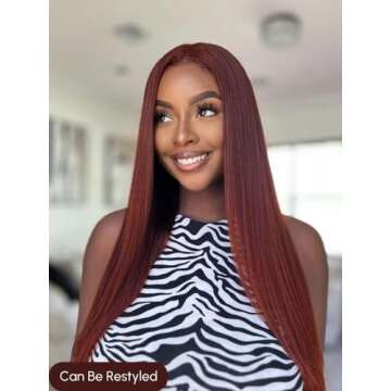 UNICE Bye Bye Knots 7x5 Pre Cut Lace Glueless Wig Reddish Brown Body Wave Wig Pre Bleached Invisible Knots Pre Everything Wig Human Hair Wig Pre Plucked 150% Density 24inch