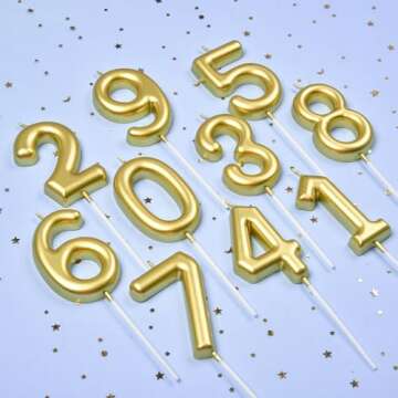 PHD CAKE Classical Gold Number 4 Birthday Candle