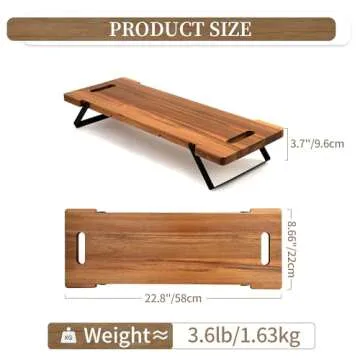 Hanobe Charcuterie Cheese Board Large: Long Acacia Serving Wooden Riser with Handles Folding Appetizer Boards Raised Wood Plank for Parties Buffet Food Display and Farmhouse Counter Decor