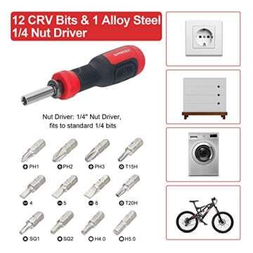 SHARDEN Multi Screwdriver 13-in-1 Screw Driver Adjustable Screwdriver Set Multitool All in One with ...