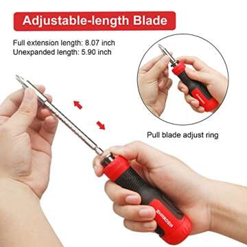 SHARDEN Multi Screwdriver 13-in-1 Screw Driver Adjustable Screwdriver Set Multitool All in One with Torx Security, Flat Head, Phillips, Hex, Square and 1/4 Nut Driver