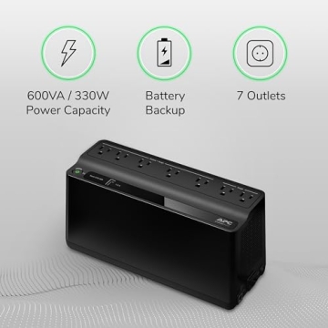 APC Backup UPS 600VA Surge Protector for Electronics