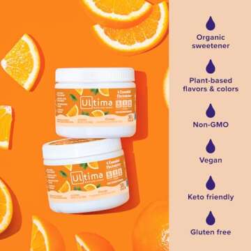 Ultima Replenisher Daily Electrolyte Powder Drink Mix – Orange, 30 Servings – Hydration Powder with 6 Key Electrolytes and Trace Minerals – Keto Friendly, Vegan, Non-GMO and Sugar-Free