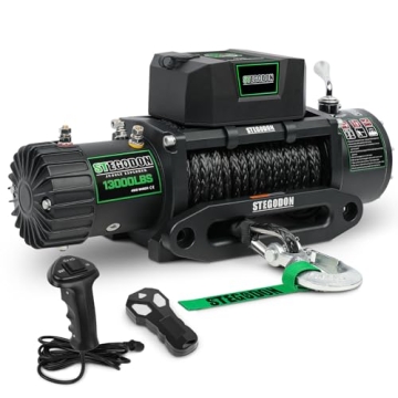 STEGODON Winch 13000 lb Winch 12V Electric Winch Synthetic Rope Winch Rough Country Winch with Hawse...
