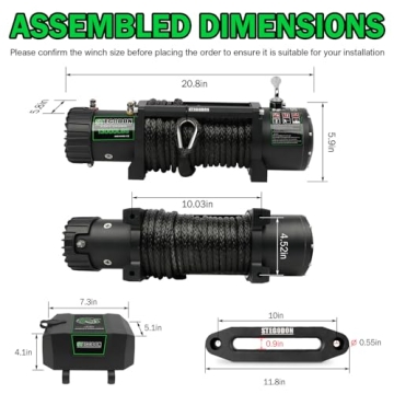 STEGODON Winch 13000 lb Winch 12V Electric Winch Synthetic Rope Winch Rough Country Winch with Hawse Fairlead,Wired Handle and Corded Control for Jeep Truck SUV