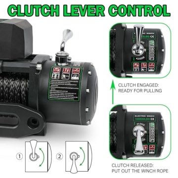 STEGODON Winch 13000 lb Winch 12V Electric Winch Synthetic Rope Winch Rough Country Winch with Hawse Fairlead,Wired Handle and Corded Control for Jeep Truck SUV