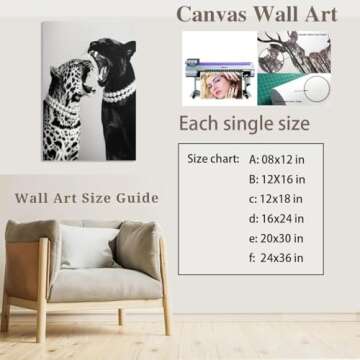 Trendy Panther Posters Vintage Black and White Wall Art Fashion Cheetah canvas Prints Chic leopard A...