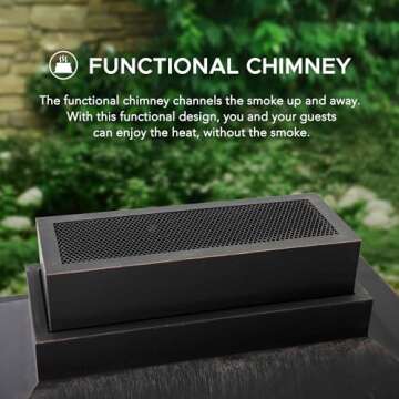 Sunjoy Outdoor Fireplace with Steel Chimney and Screen Doors