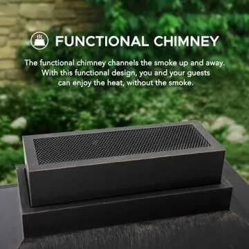 Sunjoy Outdoor Fireplace with Steel Chimney and Screen Doors